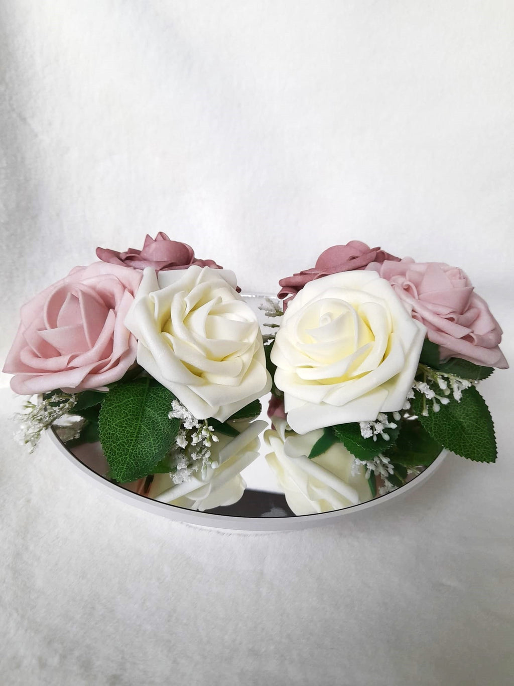 Elegant Ivory and Dusty Rose Wrist Corsage for Mother or Grandmother - Handcrafted Floral Bracelet