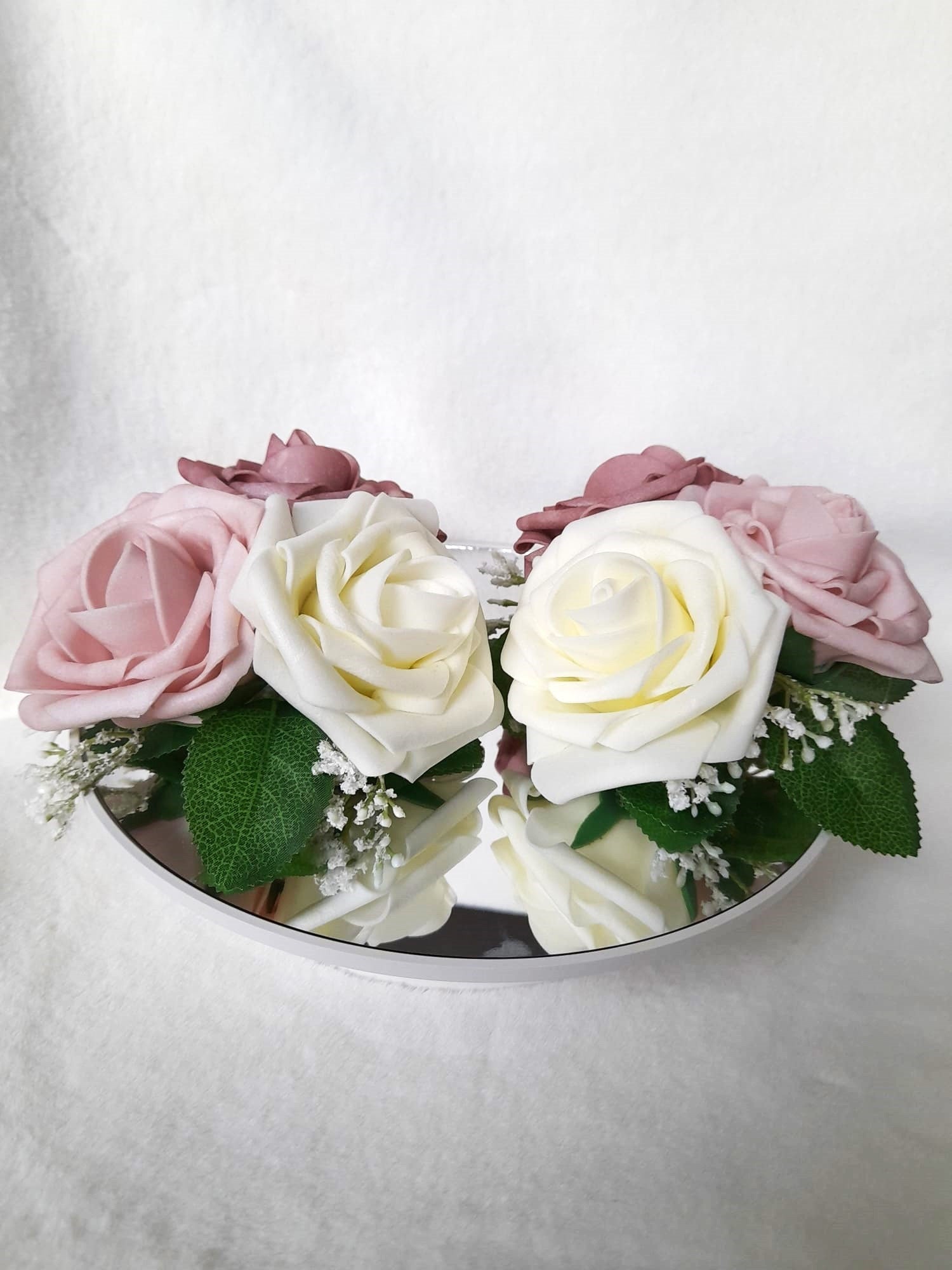 Elegant Ivory and Dusty Rose Wrist Corsage for Mother or Grandmother - Handcrafted Floral Bracelet
