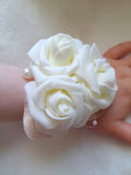 Handcrafted Ivory Flower Girl Wrist Corsage: Wedding Keepsake