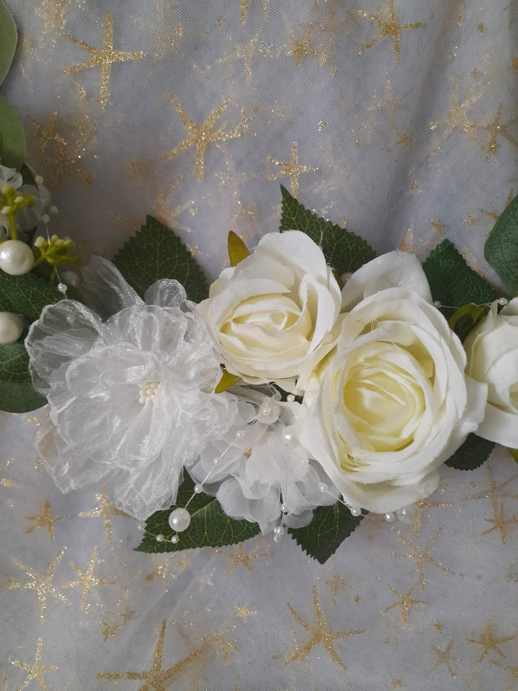 Floral Hoop Ivory Green Fall Wedding Bouquet - Boho Alternative Bridesmaid Bouquet