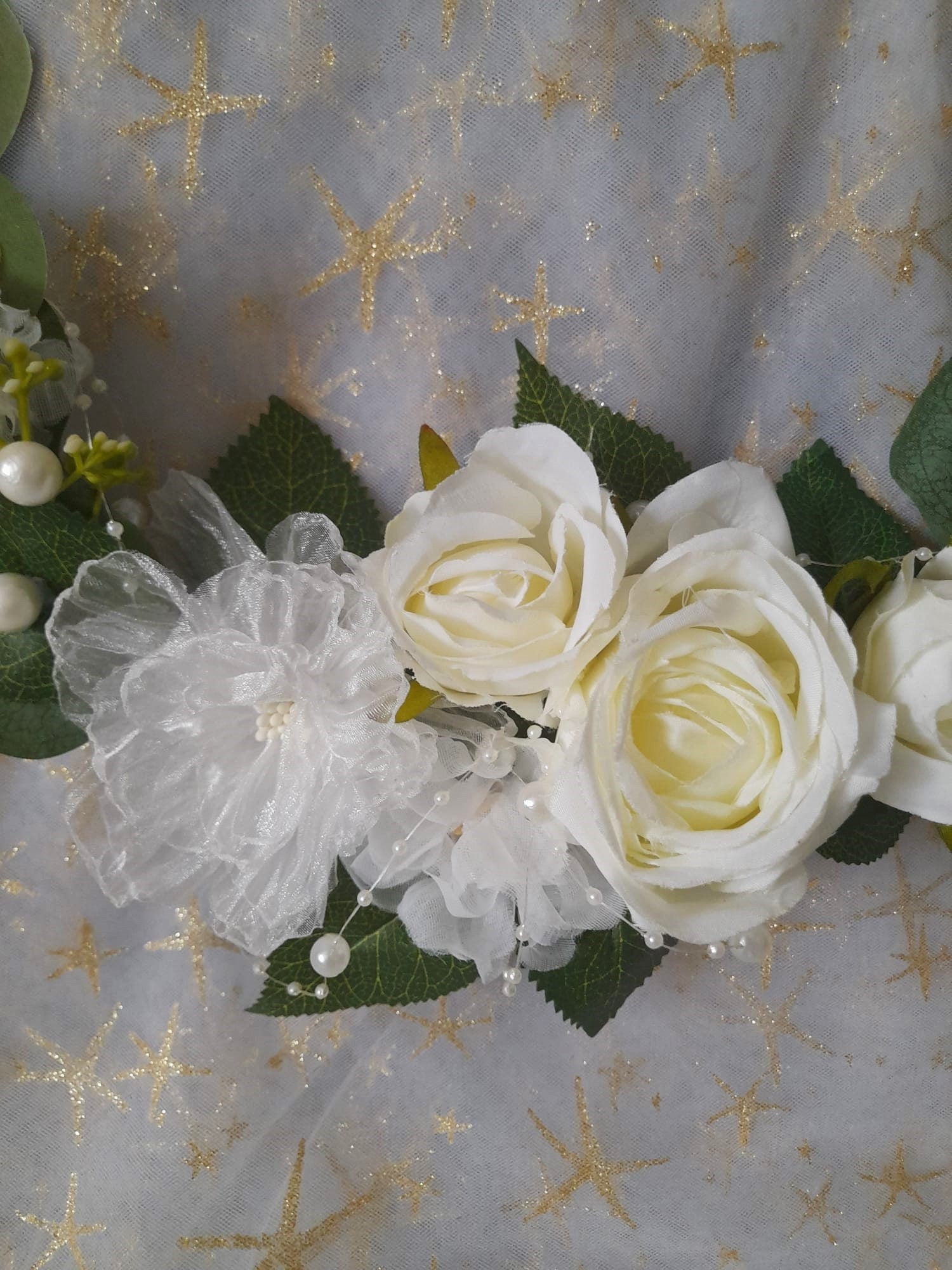 Floral Hoop Ivory Green Fall Wedding Bouquet - Boho Alternative Bridesmaid Bouquet