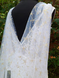 Celestial Elegance: Ivory Cape Veil with Gold Stars, Moon Goddess Wrap