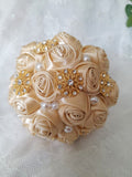 Vintage-Inspired Bridesmaid Bouquet with Pearls and Crystal Brooches - Unique Wedding Accessory