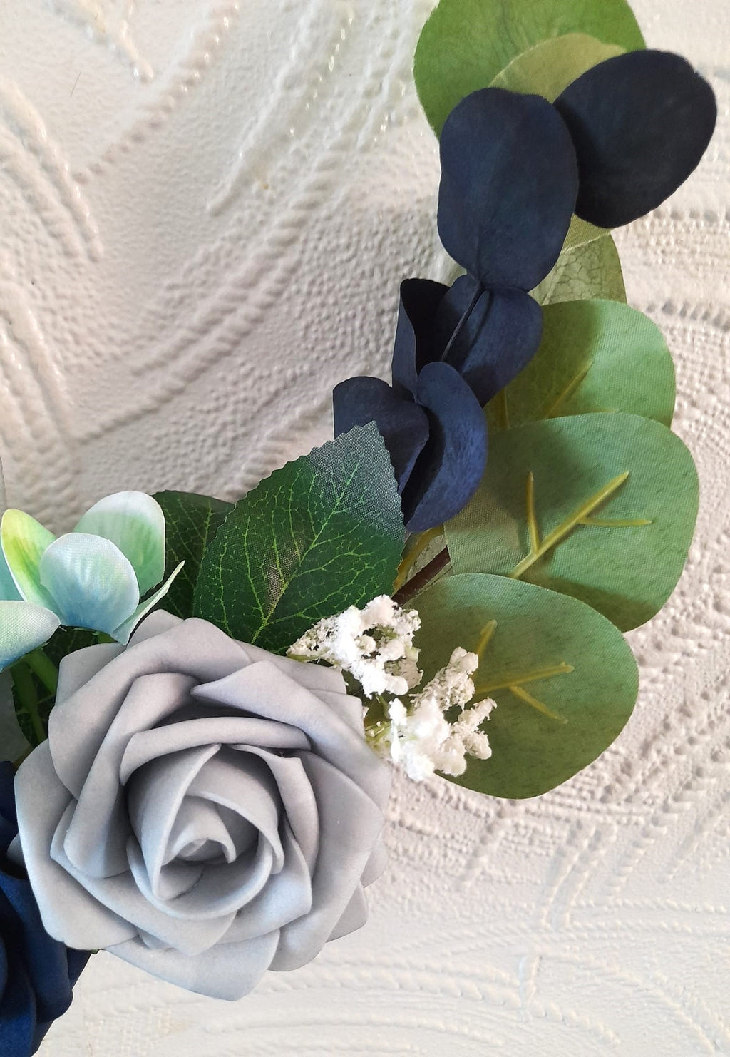Boho Chic Floral Hoop Navy Blue Wedding Bouquet - A Unique Alternative Bridesmaid Bouquet