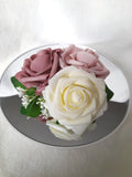 Elegant Ivory and Dusty Rose Wrist Corsage for Mother or Grandmother - Handcrafted Floral Bracelet
