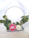 Pretty Floral Hoop Ivory and Pink Wedding Bouquet - Alternative Bouquet for Boho Bridesmaids