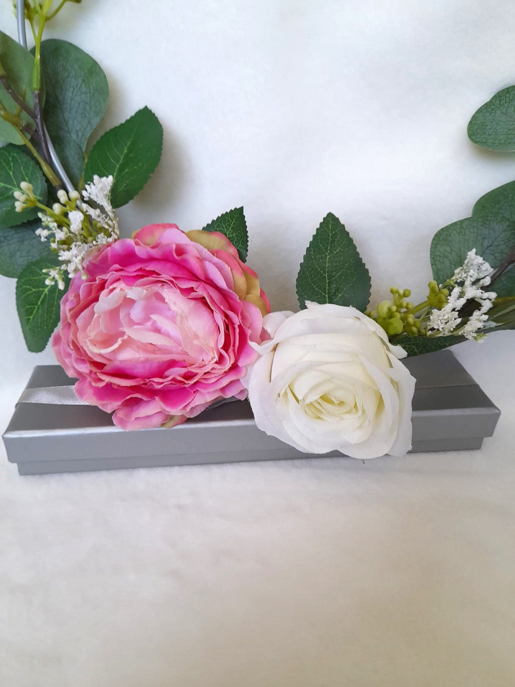 Pretty Floral Hoop Ivory and Pink Wedding Bouquet - Alternative Bouquet for Boho Bridesmaids