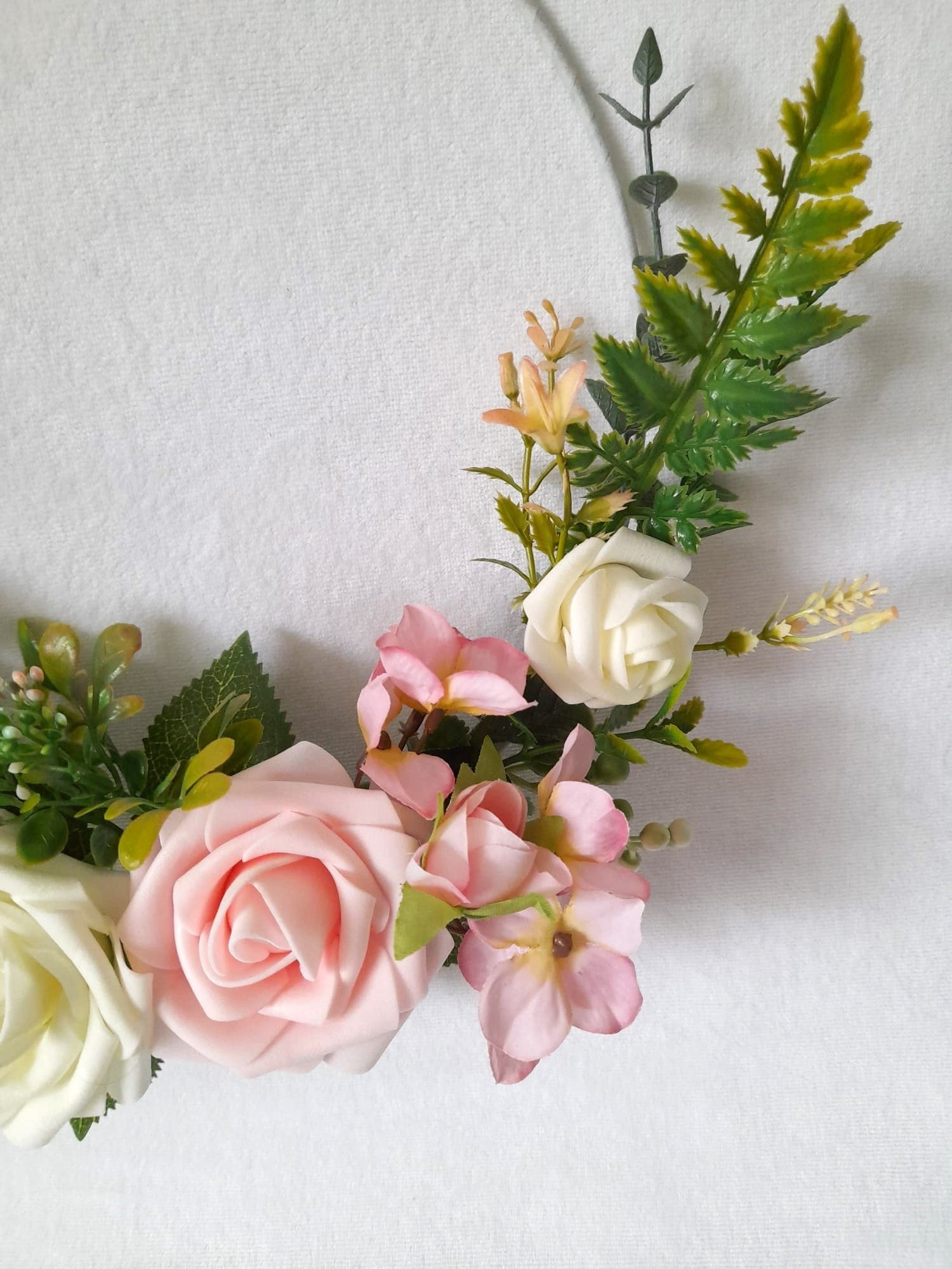 Romantic Ivory and Pink Floral Hoop Wedding Bouquet - Unique Boho Bridesmaids Alternative