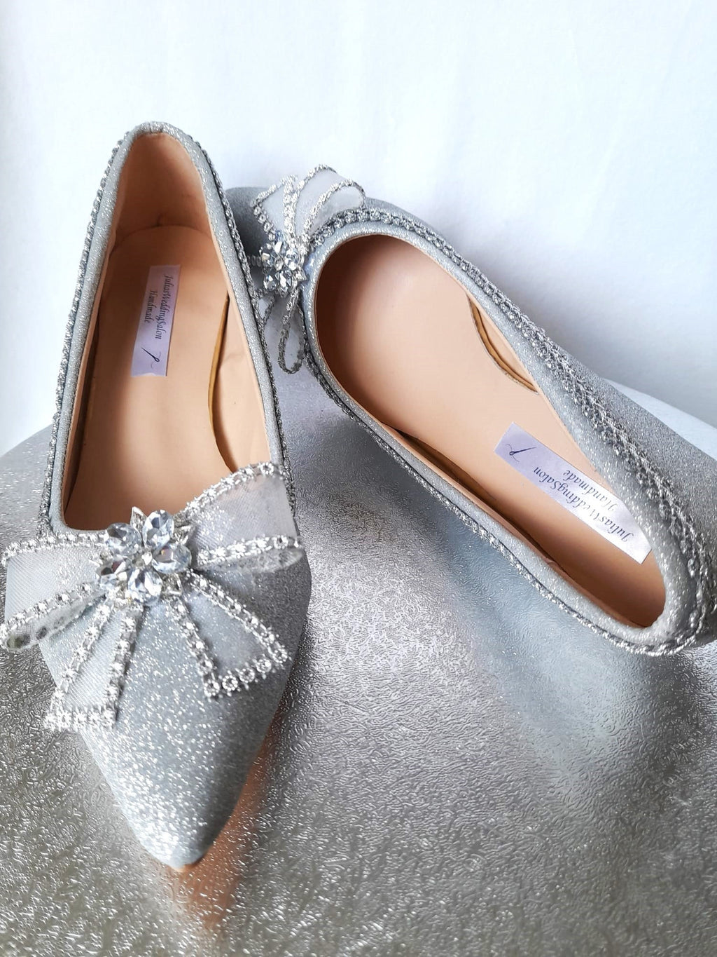 Silver Wedding Shoes: Rhinestone Bow Bridal Heels