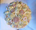Handcrafted Sage Green Satin Rose Bouquet: Pearl Bridal Decor