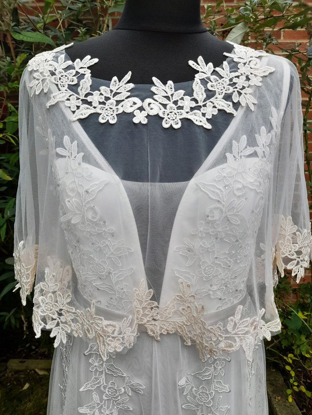 Tulle Bridal Cape,Lace Shawl For Wedding Dress,Short Evening Cloak