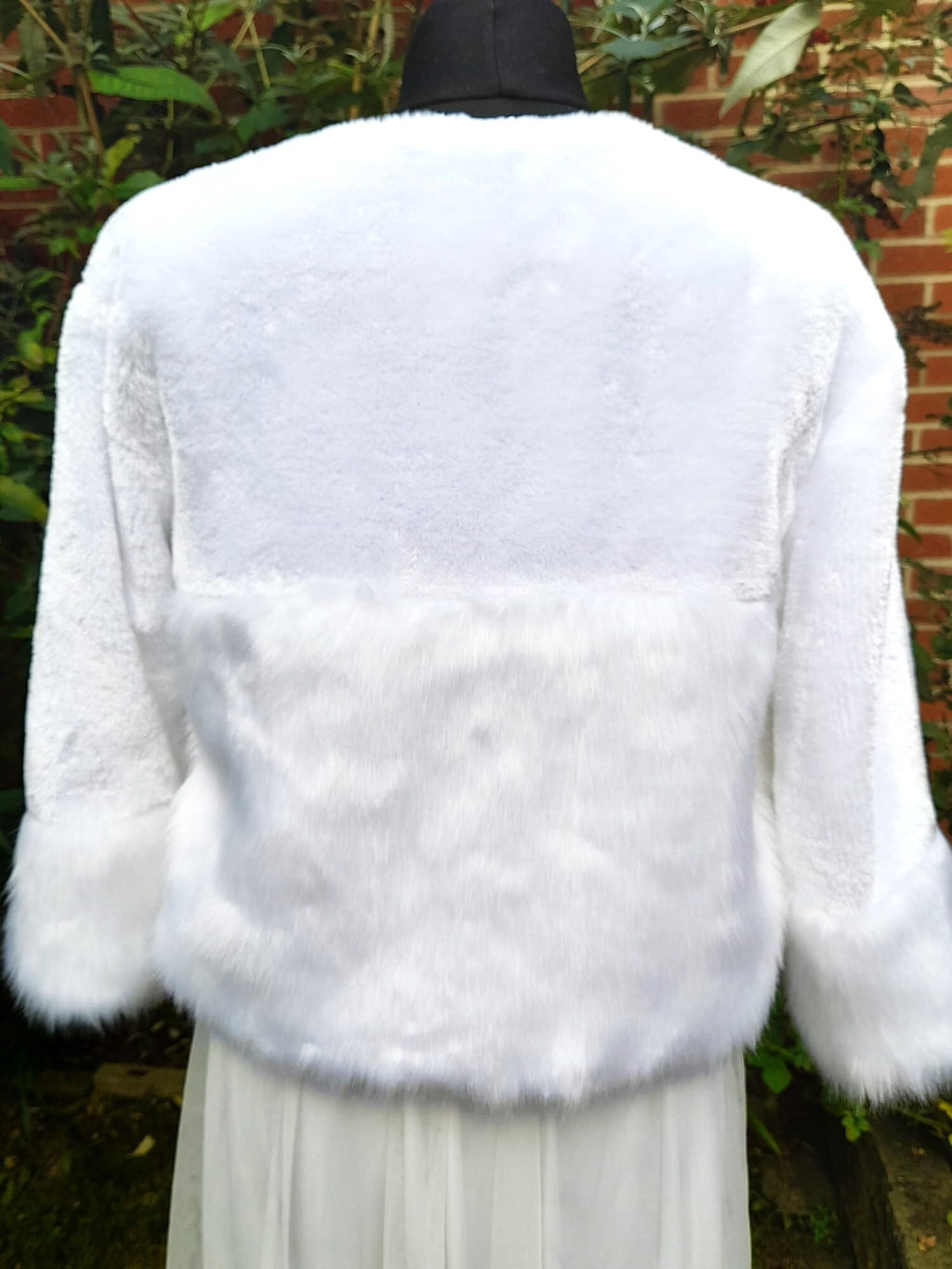 White Faux Fur Wedding Bolero: Bridal Brooch Shrug