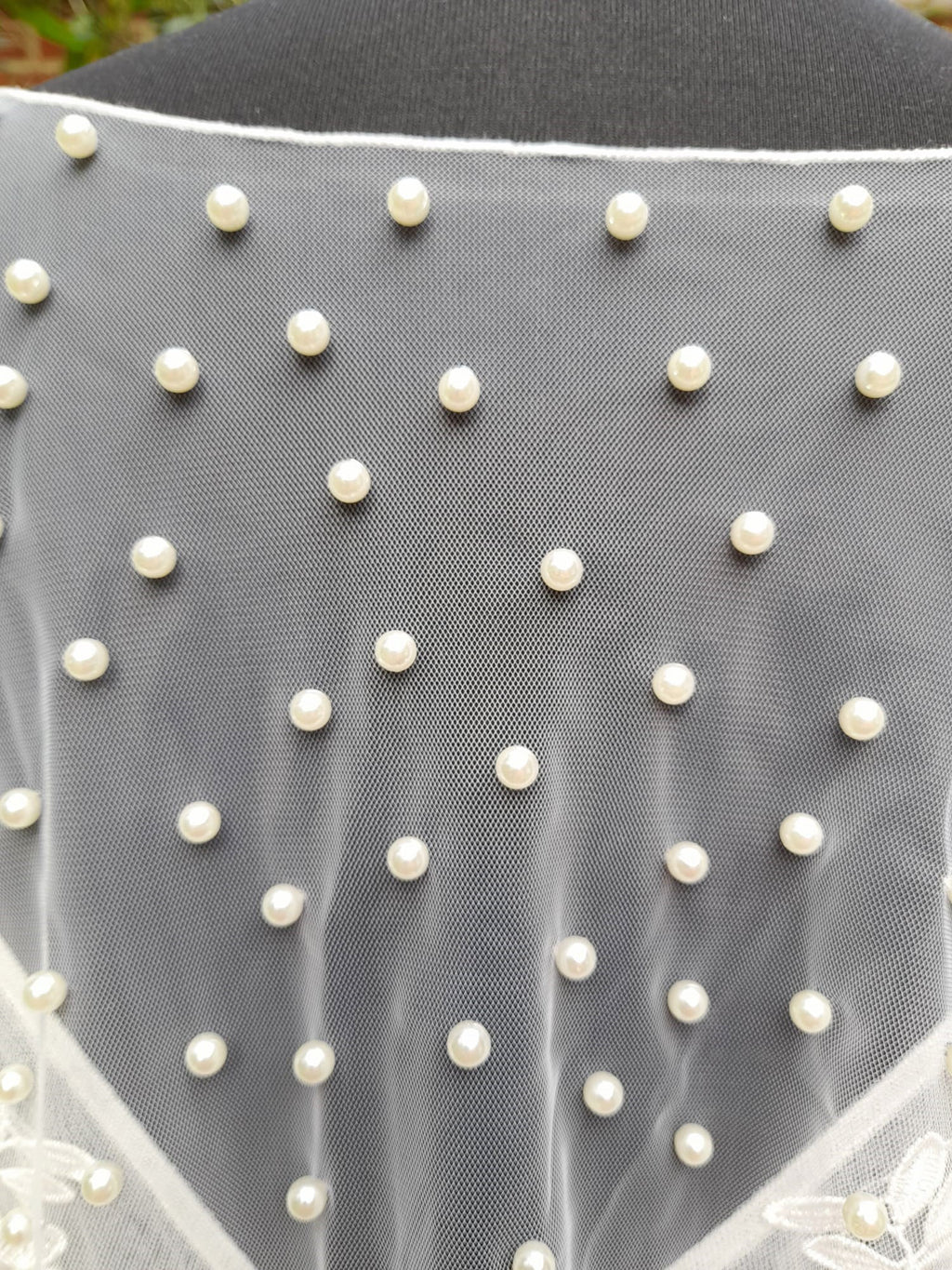 Pearl Embellished Short Wedding Cape - A Sophisticated Accessory for the Bride or Bridesmaid