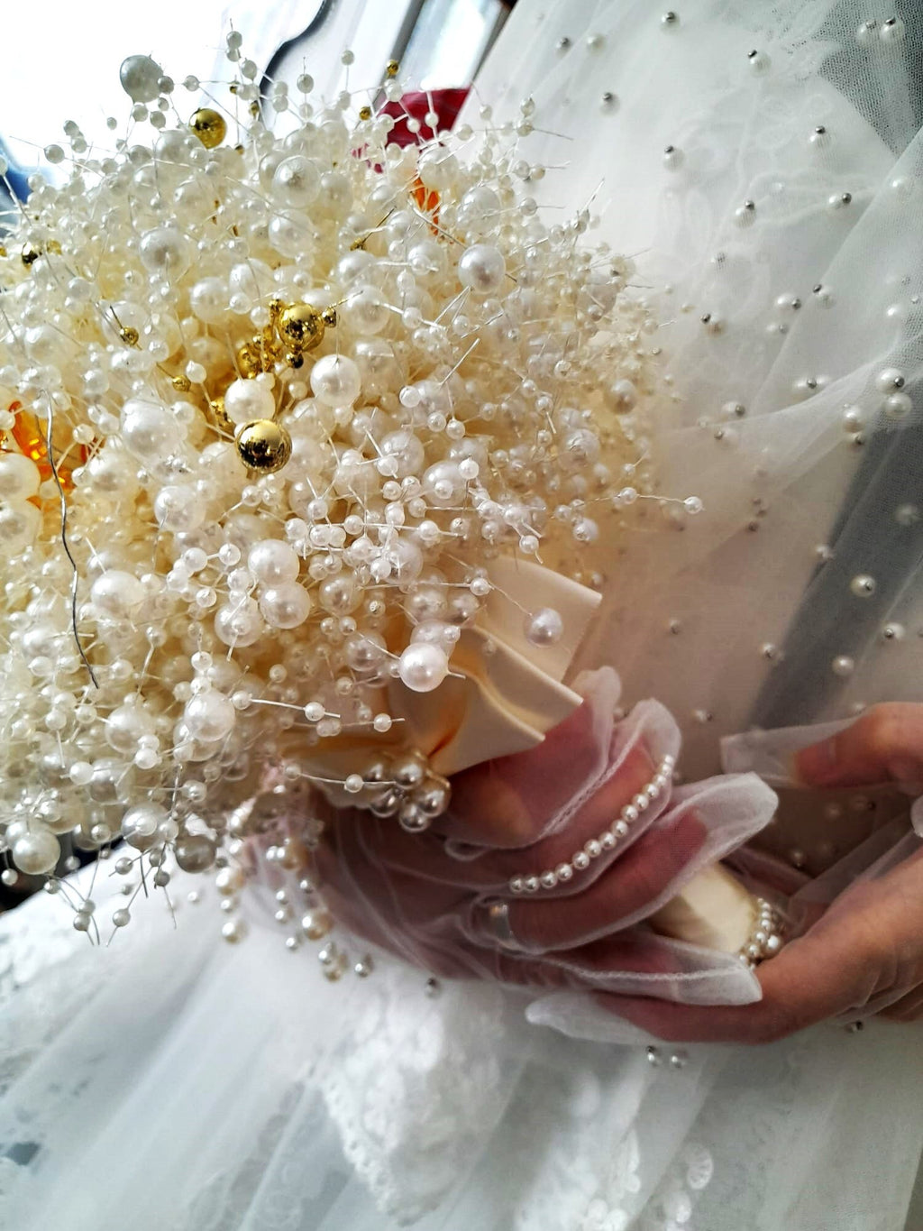 Ivory Pearl Wedding Bouquet: Autumn Bridal Crystals