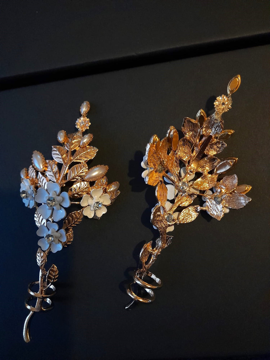 Gold Wedding Shoe Clips: Crystal Pearl Floral Heel Embellishment
