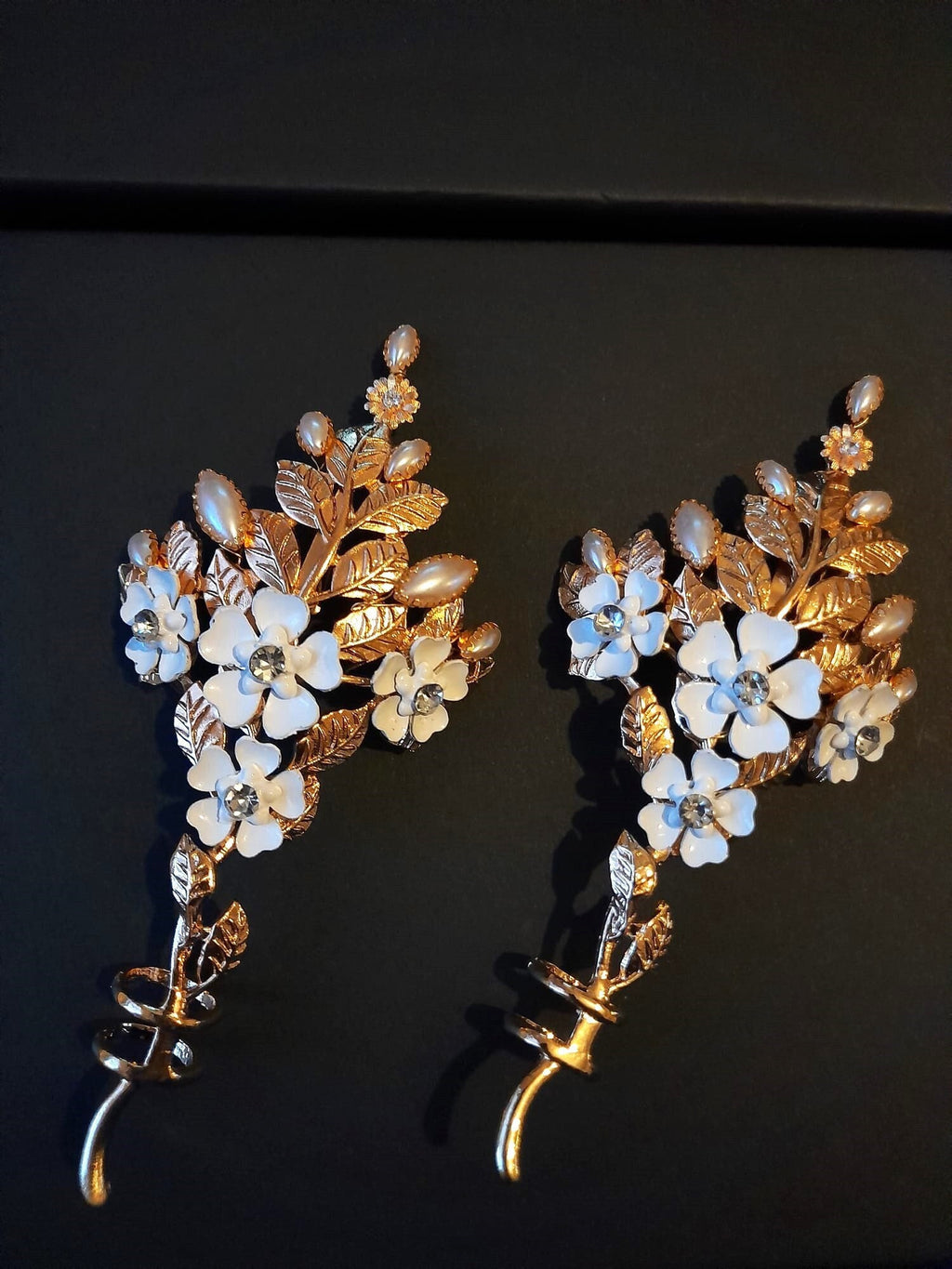 Gold Wedding Shoe Clips: Crystal Pearl Floral Heel Embellishment