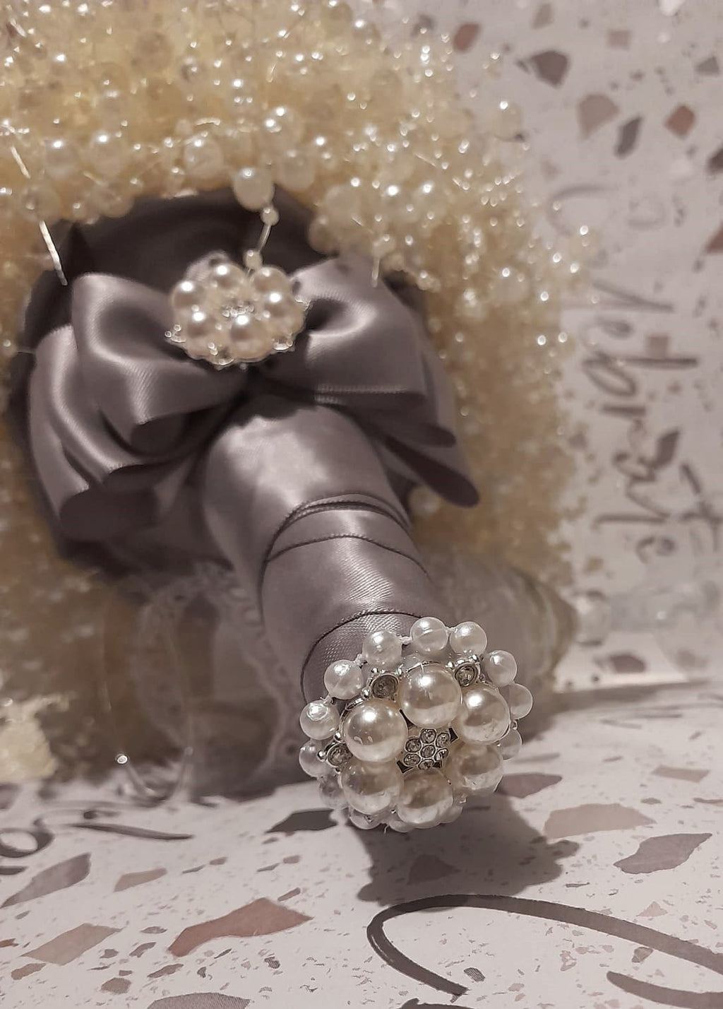 Elegant Customized Ivory Pearl Waterfall Bridal Bouquet - Cascading Wedding Bouquet