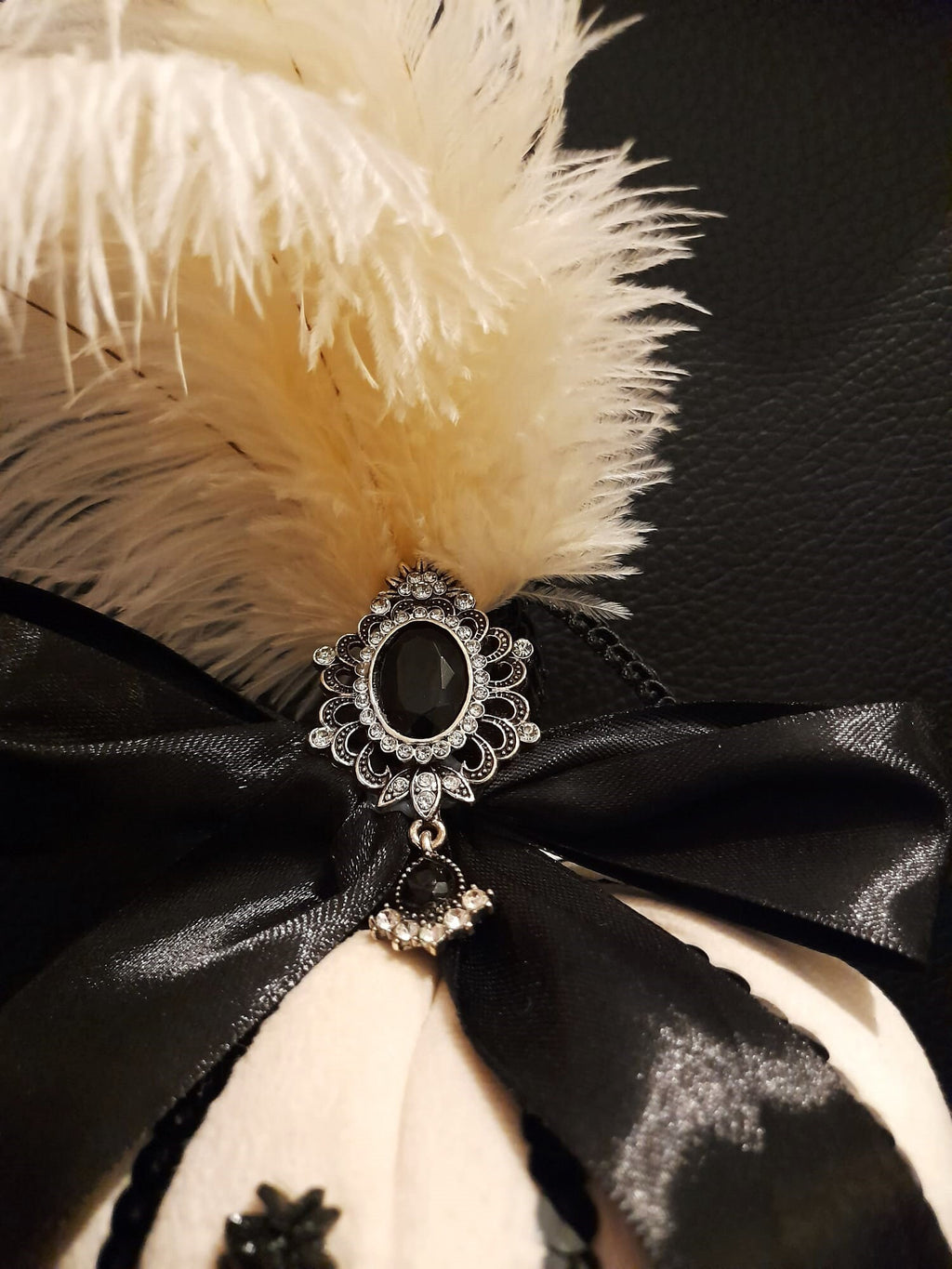 Dark and Elegant Pumpkin and Feather Bouquet for a Gothic Wedding or Halloween Party