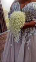 Cascading Pearl Bridal Bouquet: Ivory White Wedding Accent