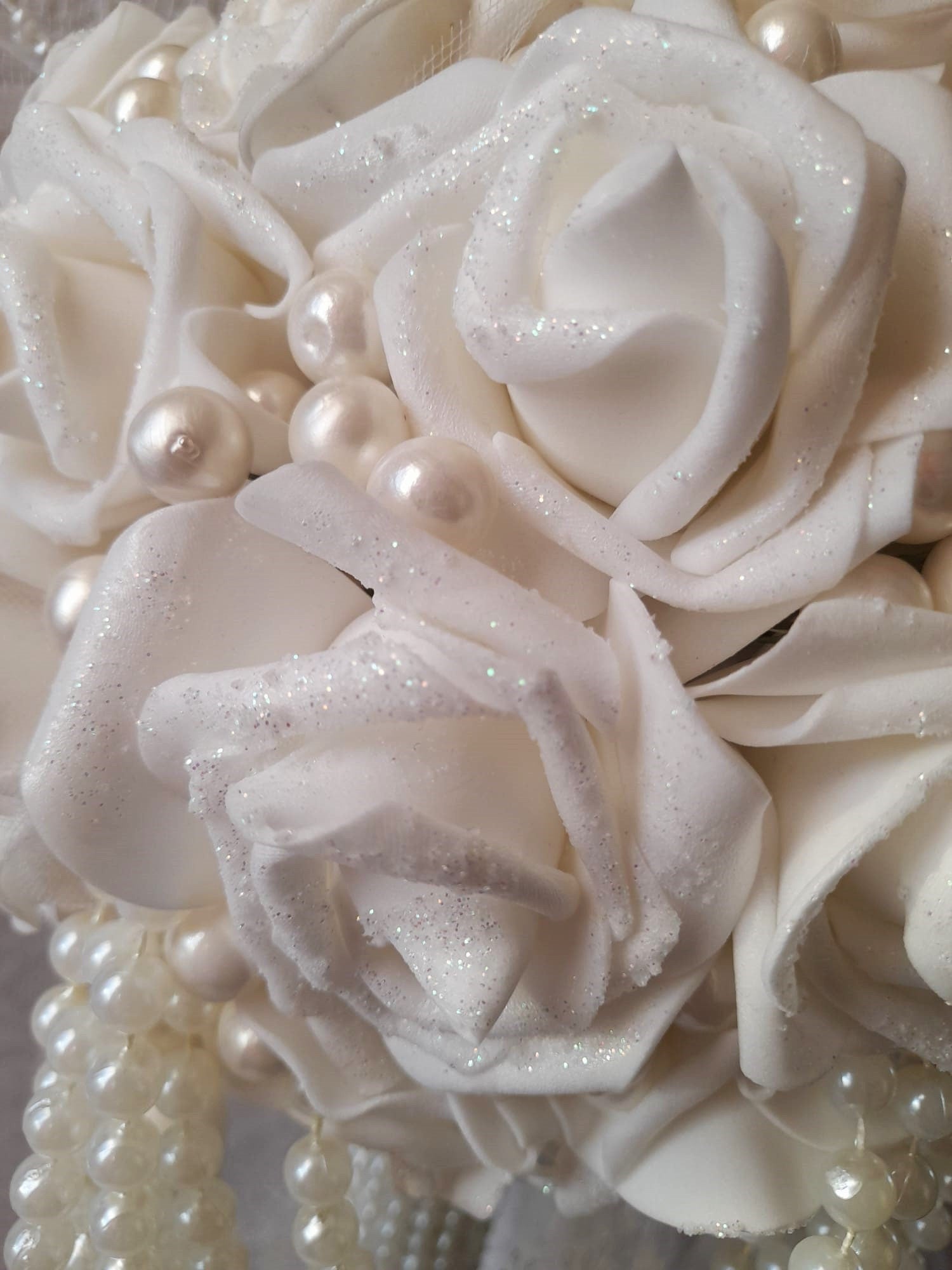 Ivory Pearl Waterfall Wedding Bouquet: Customizable Bridal Cascade