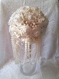 Ivory Pearl Waterfall Wedding Bouquet: Customizable Bridal Cascade