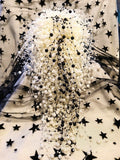Black & Ivory Pearl Waterfall Bridal Bouquet: Gothic Wedding Decor