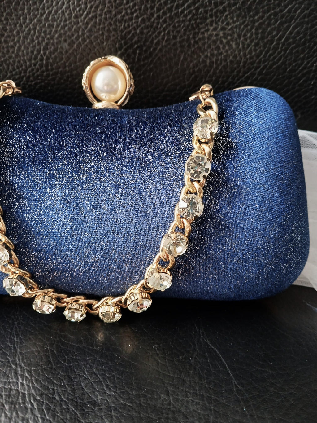 Personalized Navy Blue Velvet Clutch Bag: Evening Purse With Gold Harware
