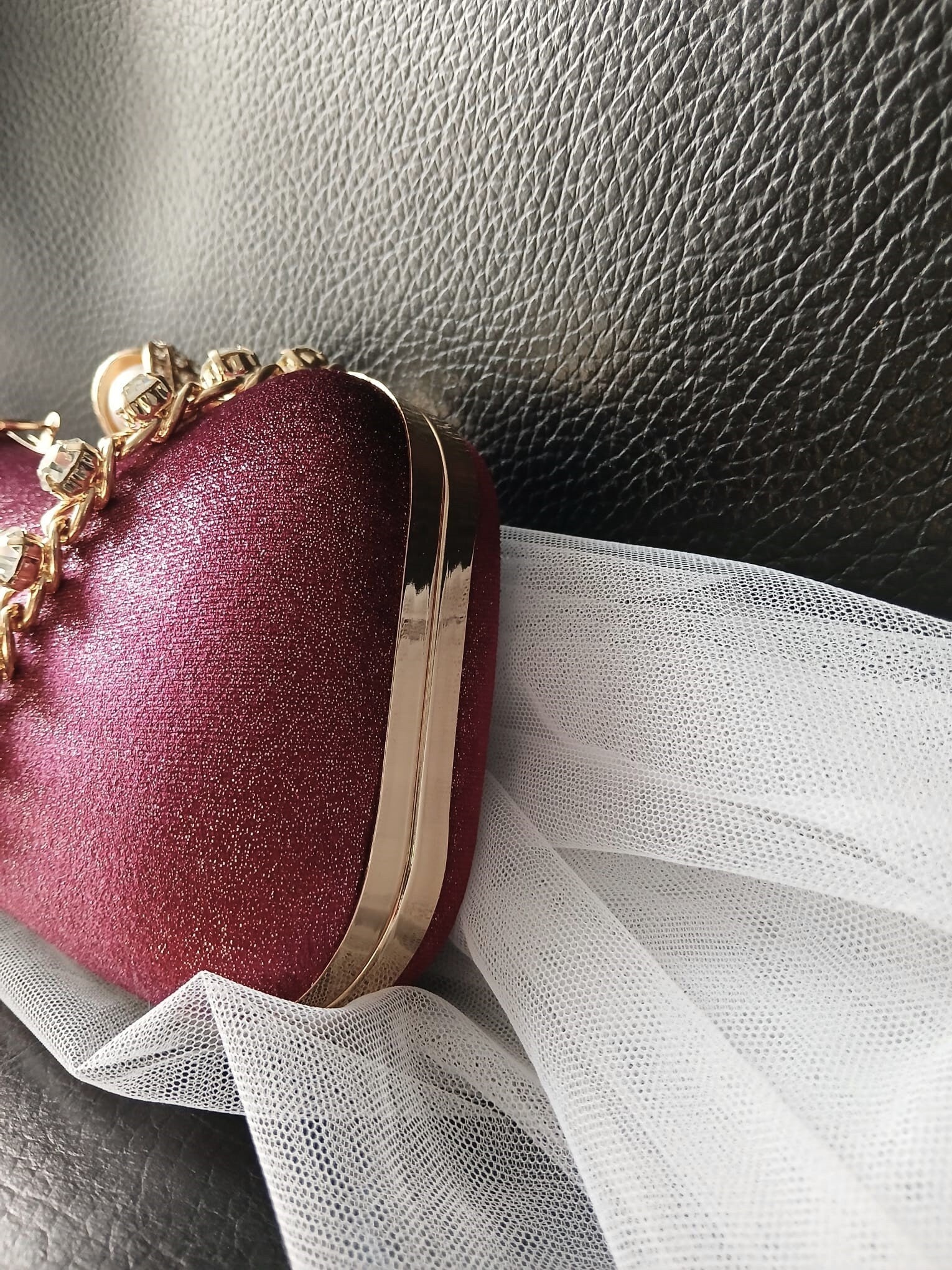 Personalized Wine Red Velvet Clutch Bag: Gold Hardware Evening Bag
