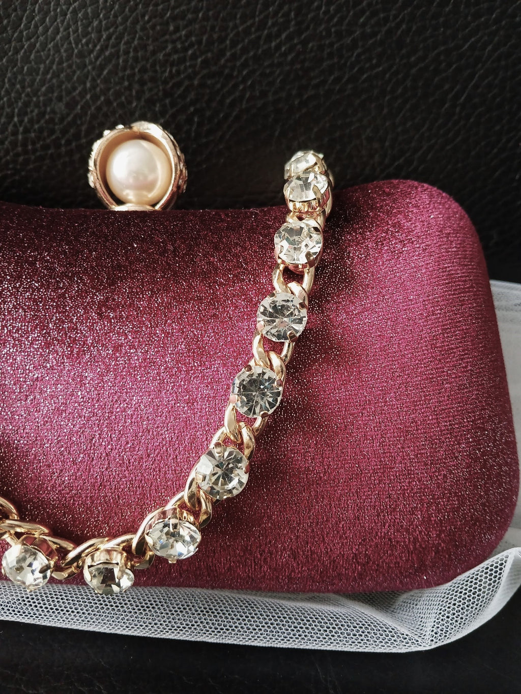 Personalized Wine Red Velvet Clutch Bag: Gold Hardware Evening Bag