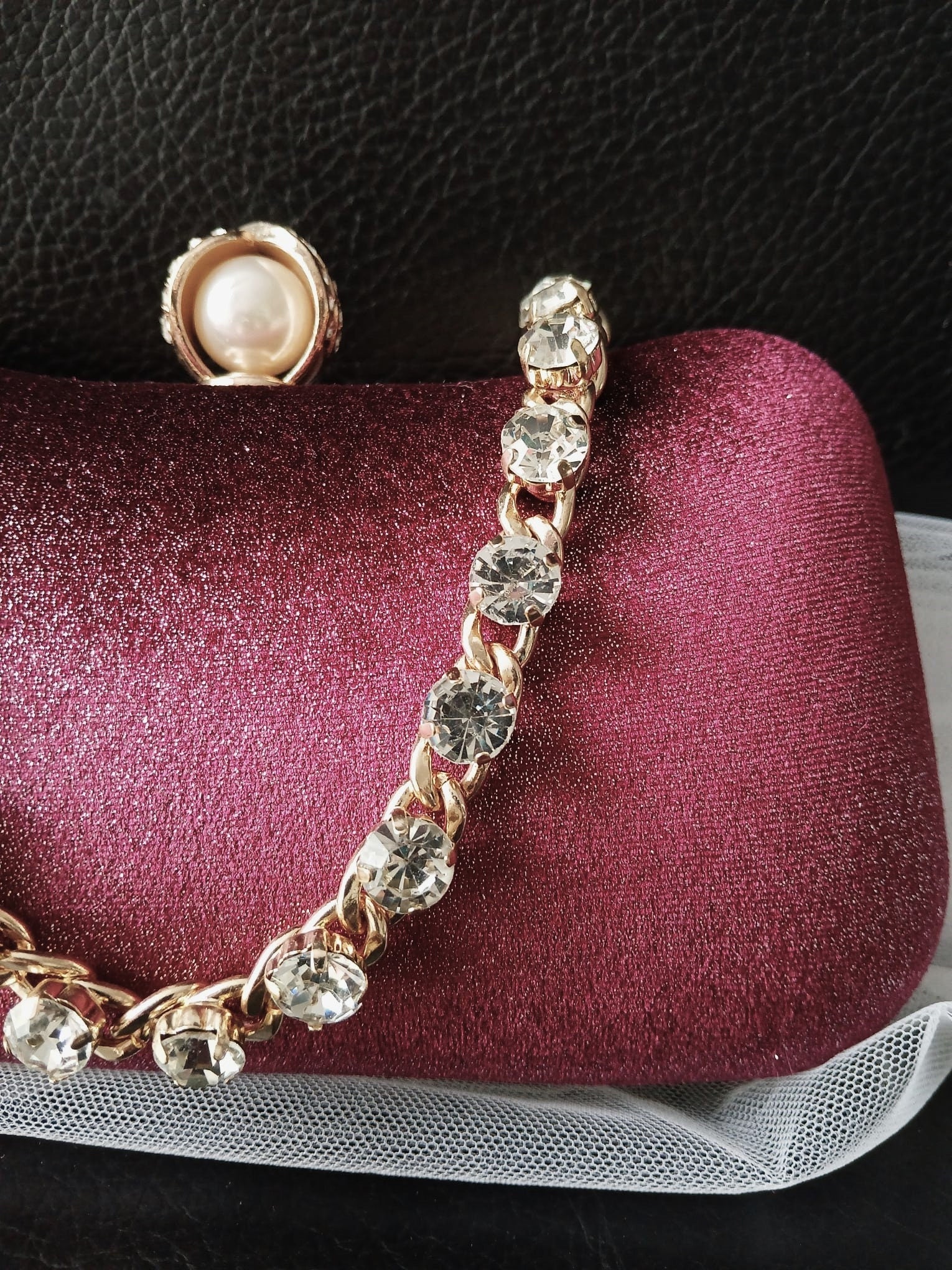 Personalized Wine Red Velvet Clutch Bag: Gold Hardware Evening Bag