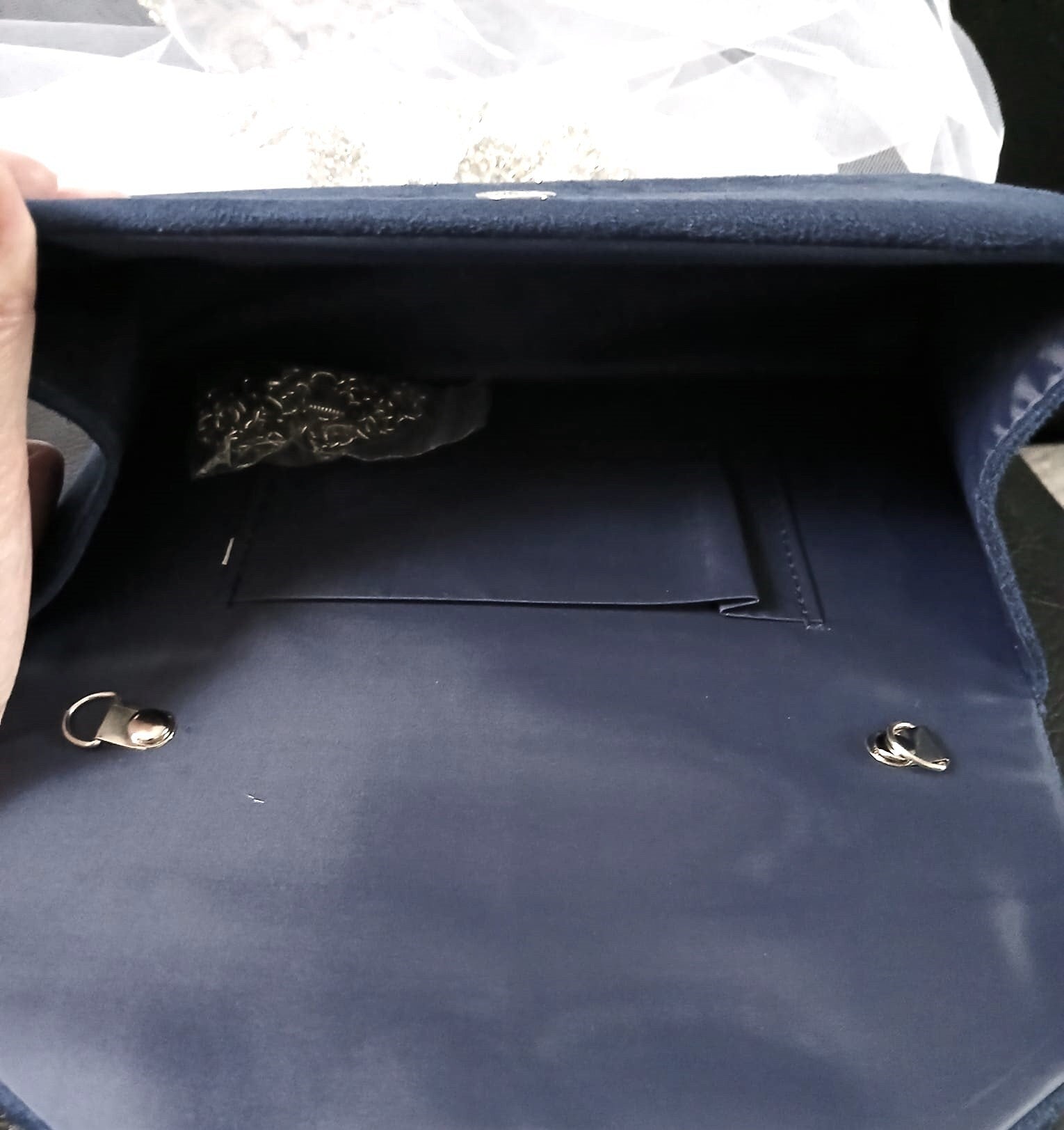Navy Blue Suede Evening Clutch Bag: Gothic Wedding Handbag