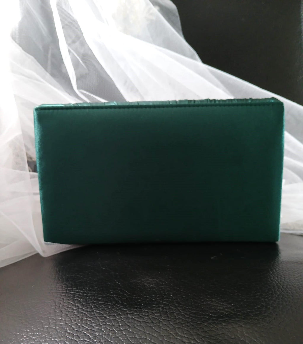 Emerald Green Satin Clutch: Butterfly Evening Bag, Bridal Purse