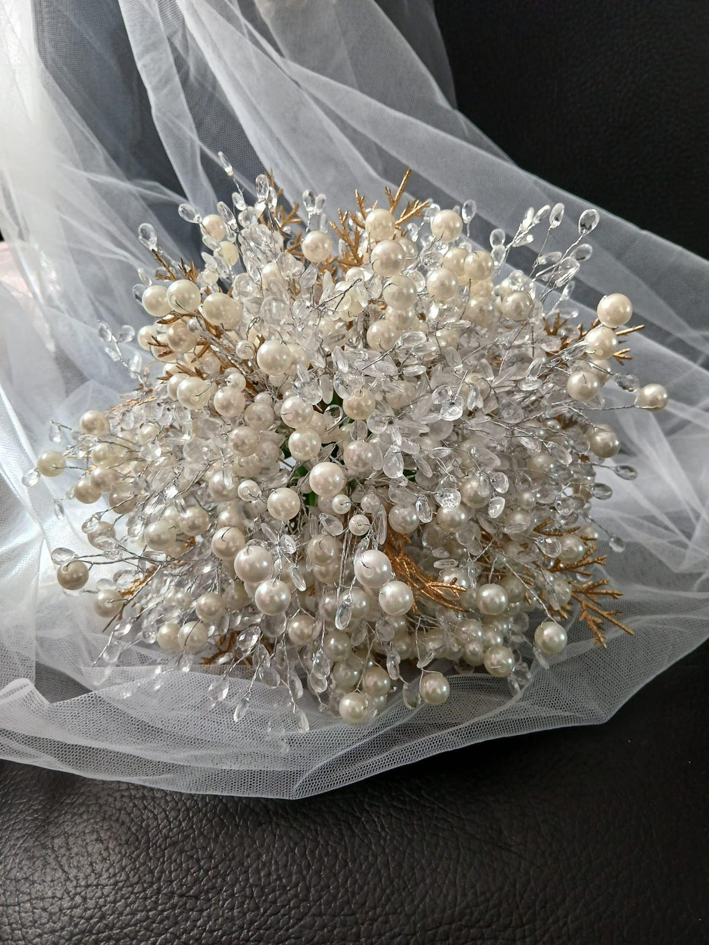 Ivory Pearl & Crystal Bridal Bouquet: Winter Wedding Posy