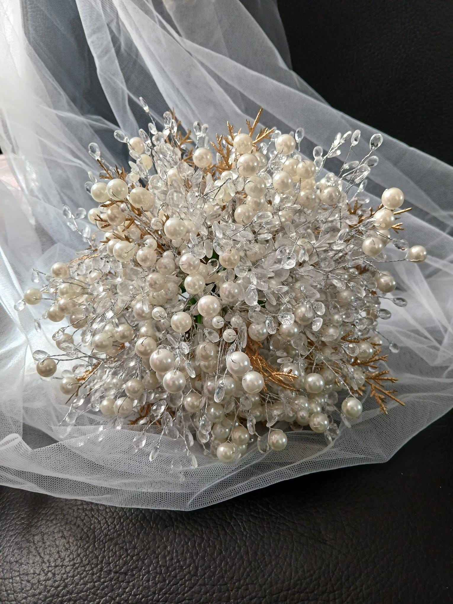 Ivory Pearl & Crystal Bridal Bouquet: Winter Wedding Posy
