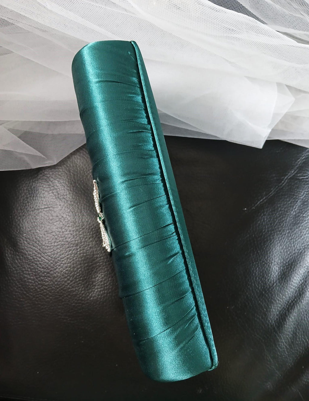 Emerald Green Satin Clutch: Butterfly Evening Bag, Bridal Purse