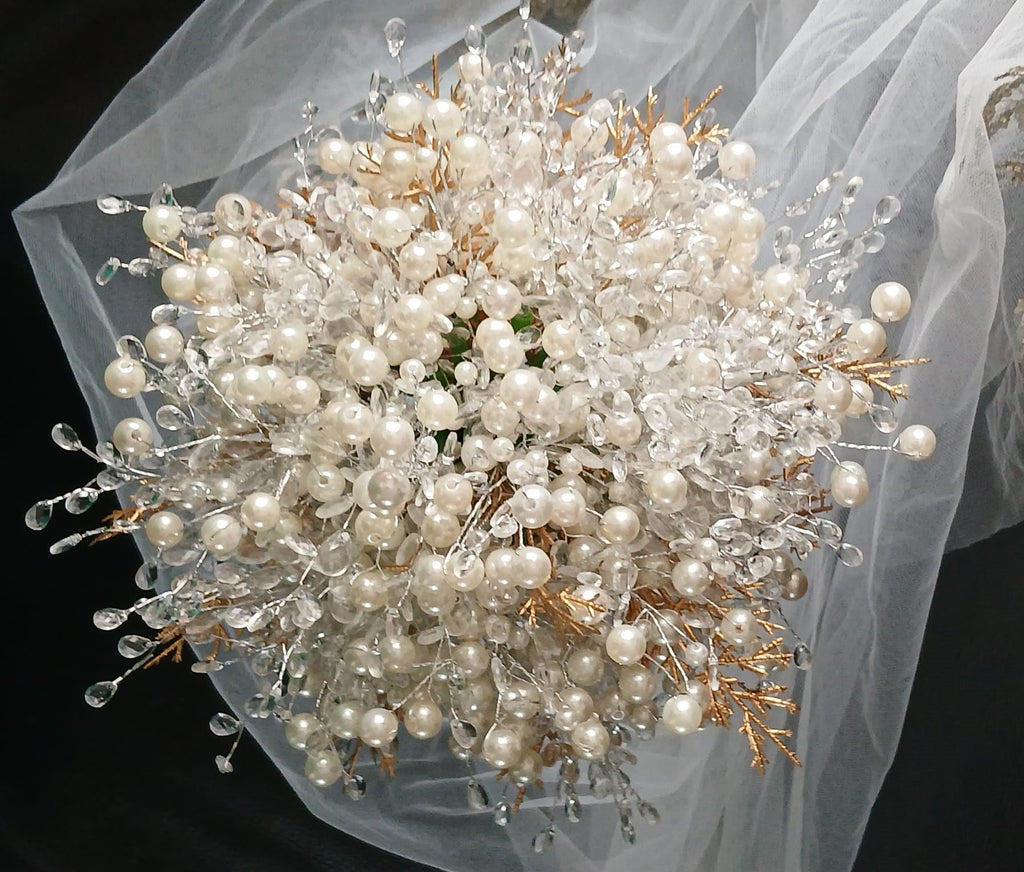 Ivory Pearl & Crystal Bridal Bouquet: Winter Wedding Posy