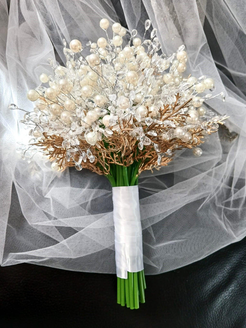 Ivory Pearl & Crystal Bridal Bouquet: Winter Wedding Posy