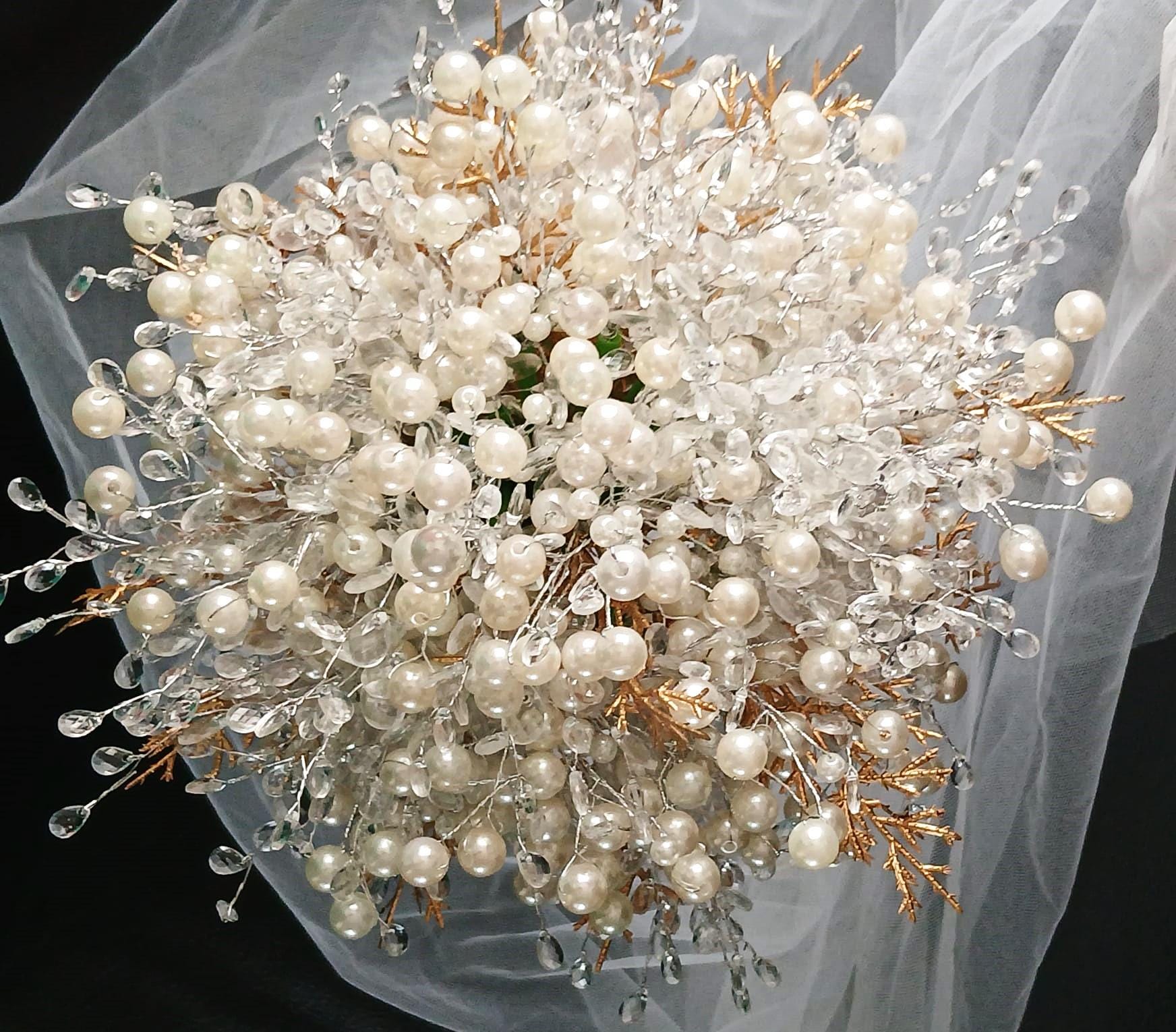 Ivory Pearl & Crystal Bridal Bouquet: Winter Wedding Posy