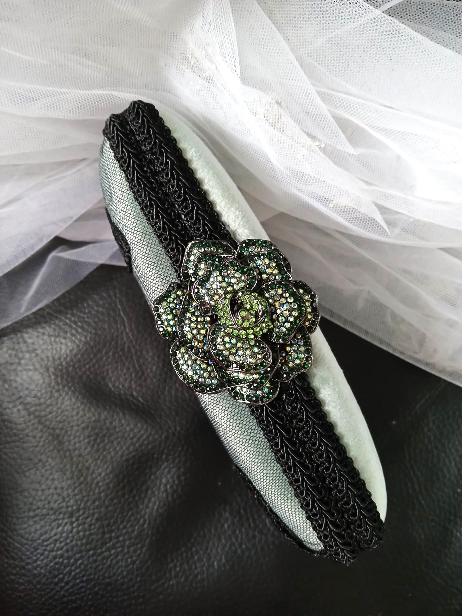 Sage Green Velvet Gothic Clutch Bag: Butterfly Flower Closure, Wedding Handbag