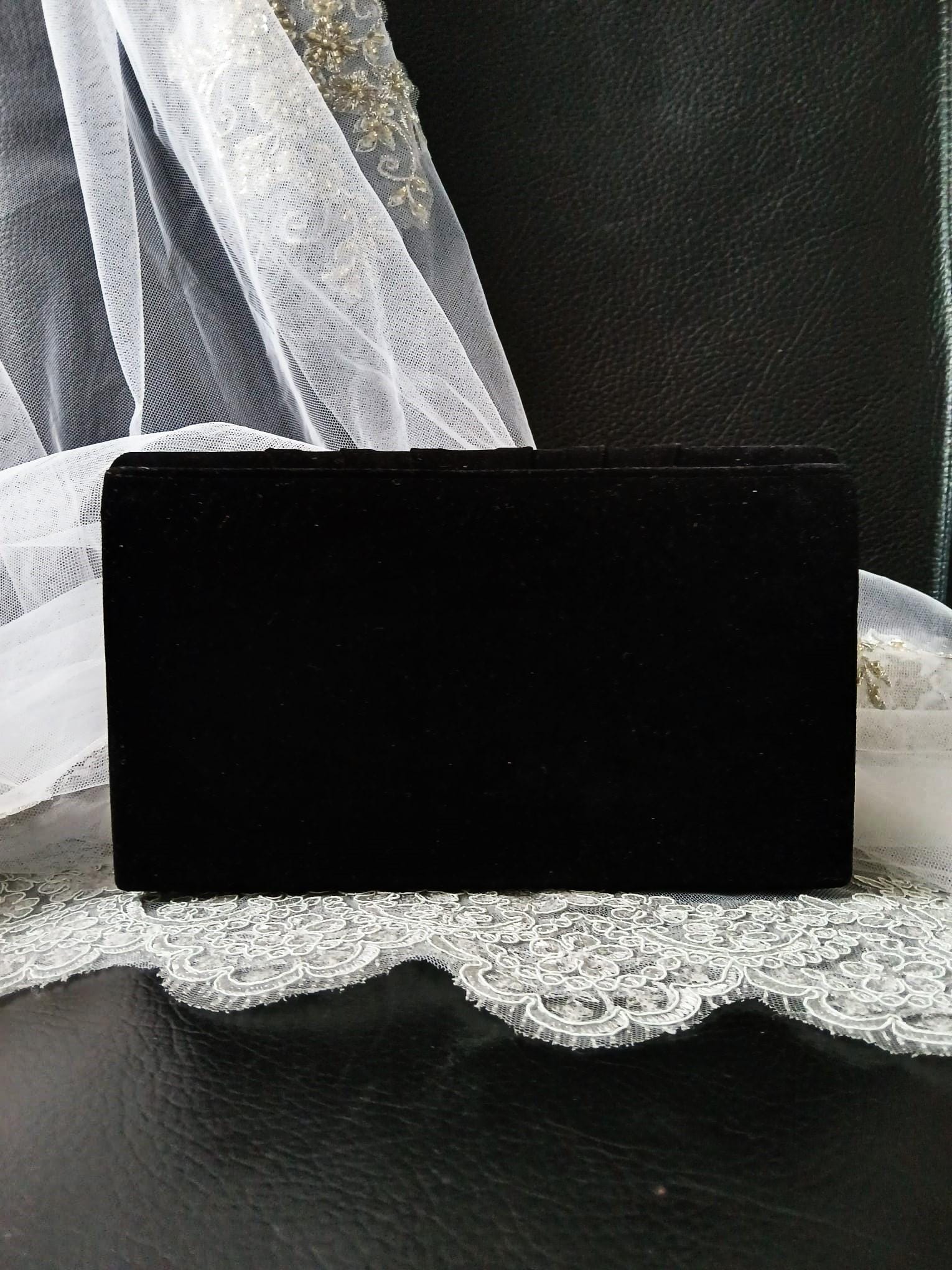 Black Velvet Evening Clutch Bag: Wine Red Floral Gothic Wedding Purse