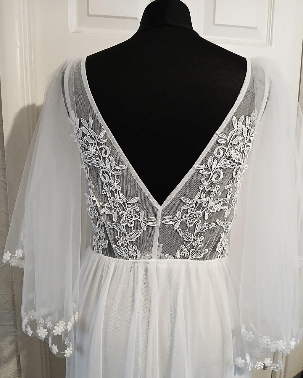 Off-White Floral Trim Removable Sleeves: Bridal or Bridesmaid Wings
