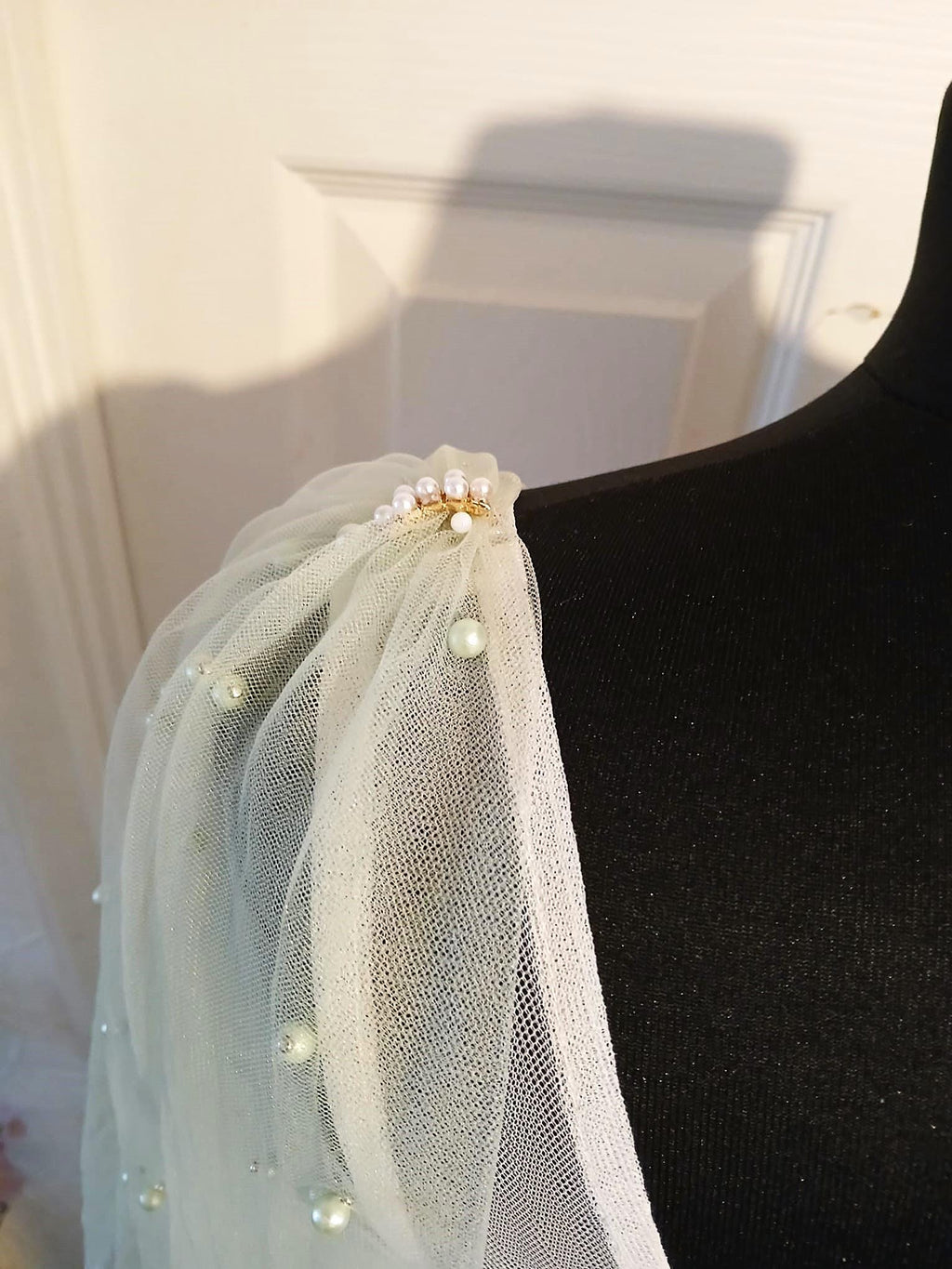 Sage Green Pearl Detachable Sleeves: Bridal or Prom Wings
