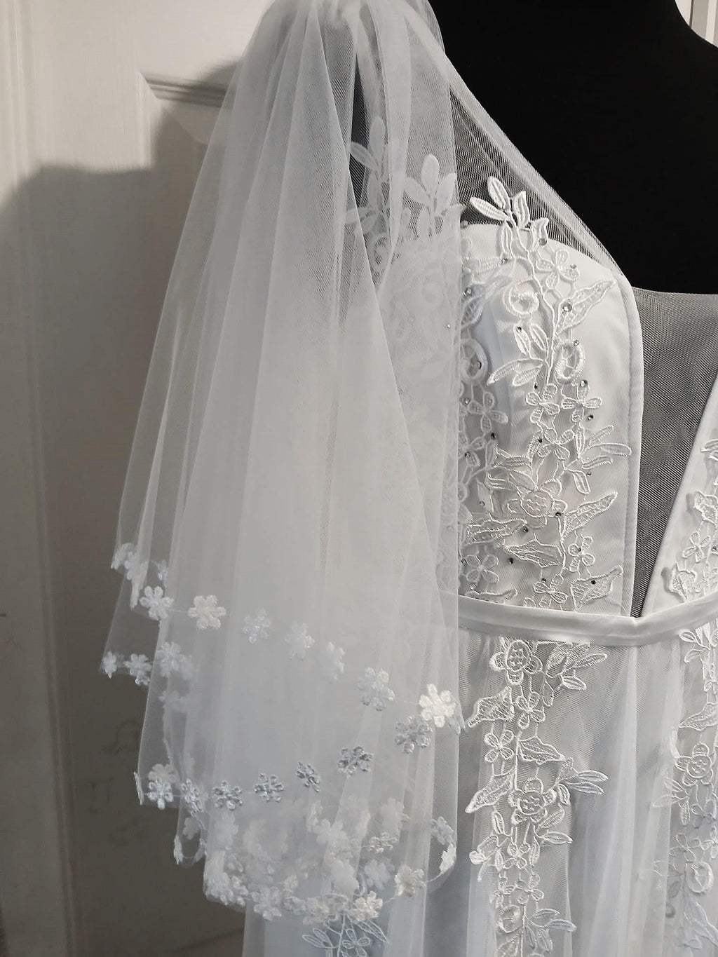 Off-White Floral Trim Removable Sleeves: Bridal or Bridesmaid Wings