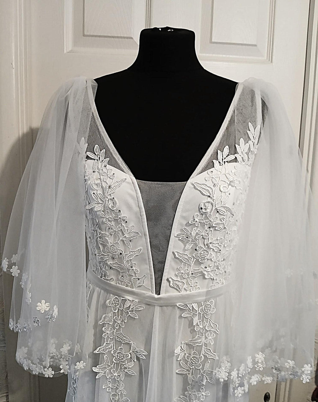Off-White Floral Trim Removable Sleeves: Bridal or Bridesmaid Wings
