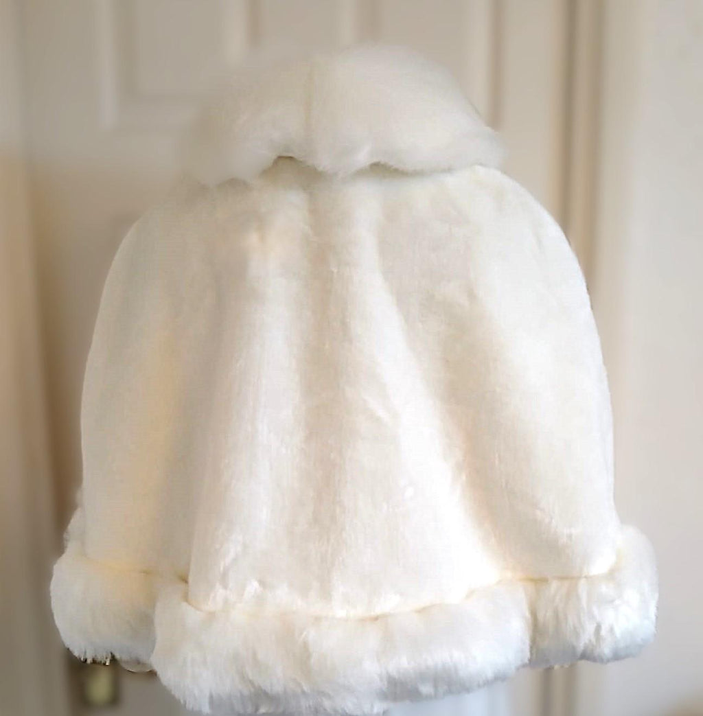 Ivory Faux Fur Bridal Shawl: Winter Wedding Stole, Plus Size Cape