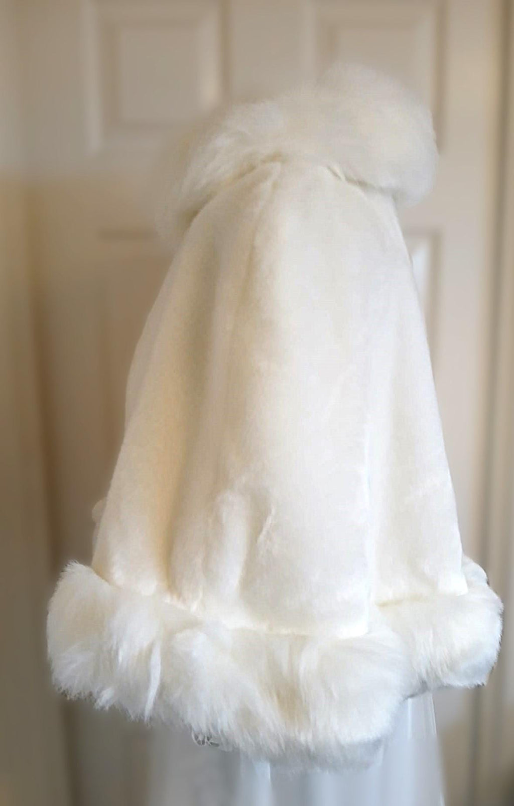Ivory Faux Fur Bridal Shawl: Winter Wedding Stole, Plus Size Cape