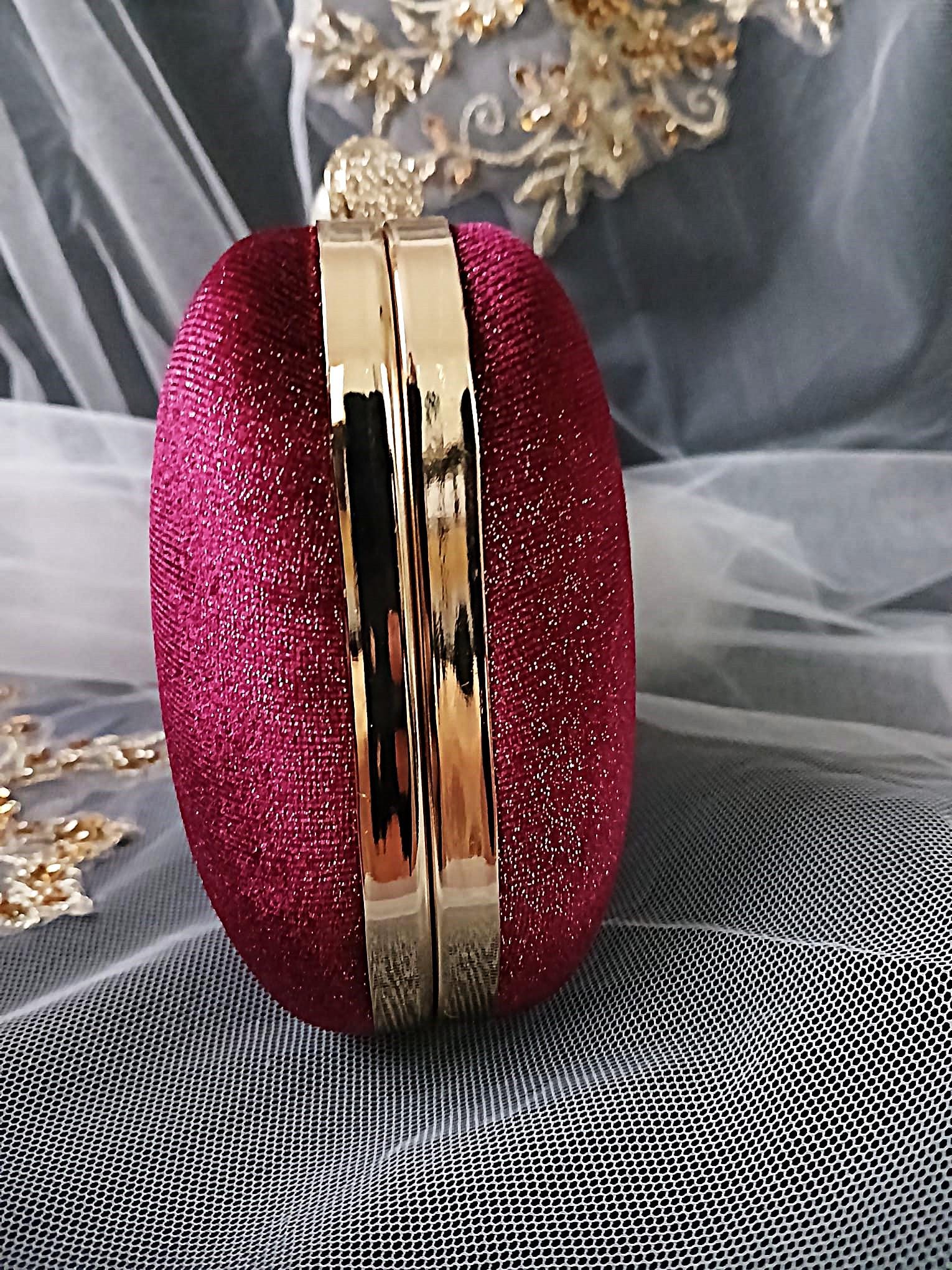 Wine Red Velvet Clutch Bag: Gold Hardware, Floral Lace Evening Bag