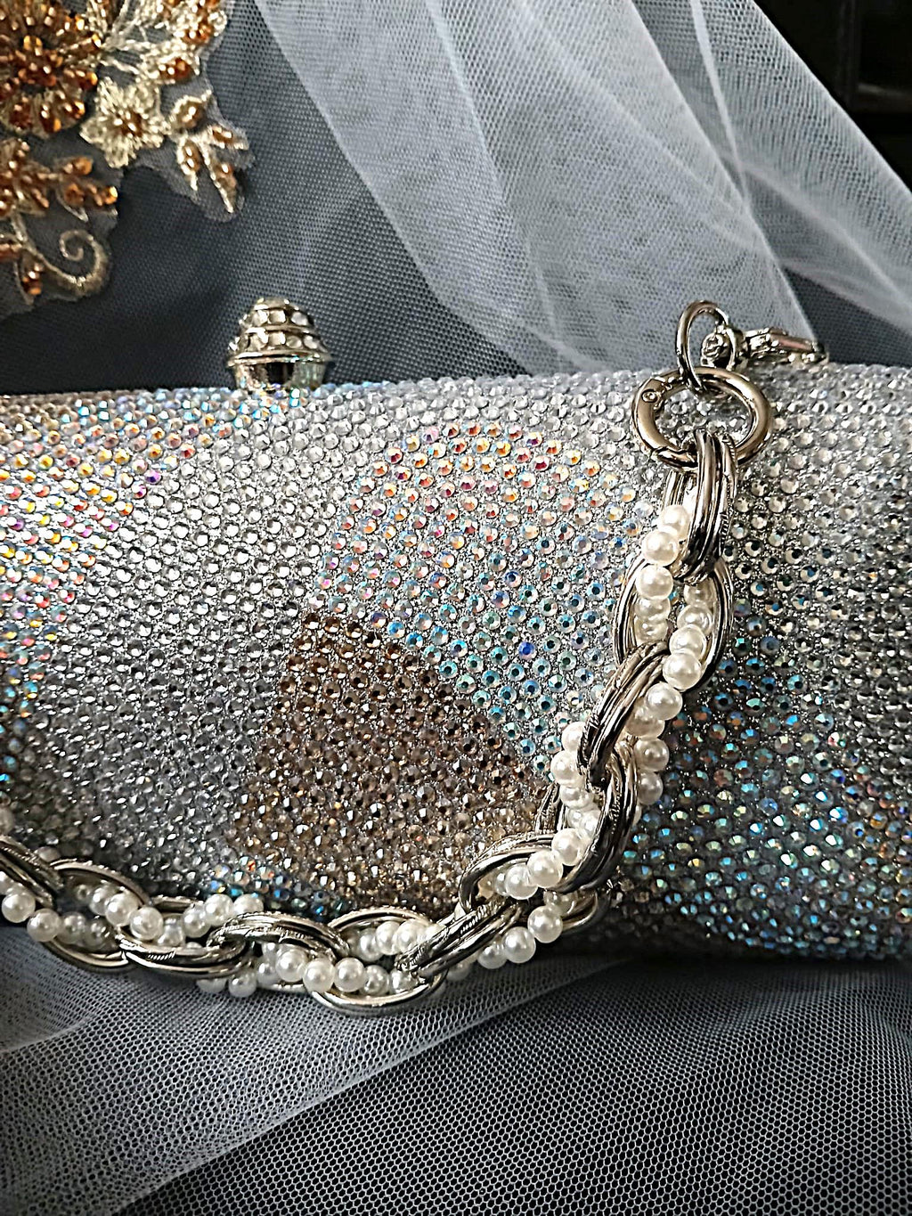 Silver Bridal Clutch,Wedding Crystal Handbag,Purse For Mother or Bridesmaid