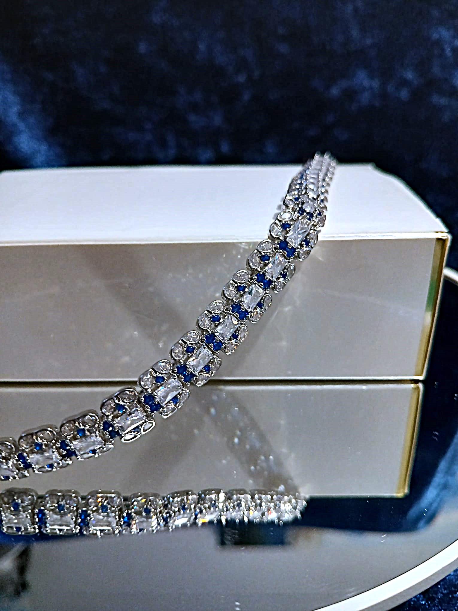 Royal Blue Zirconia Bracelet: Sapphire Gemstone Gift
