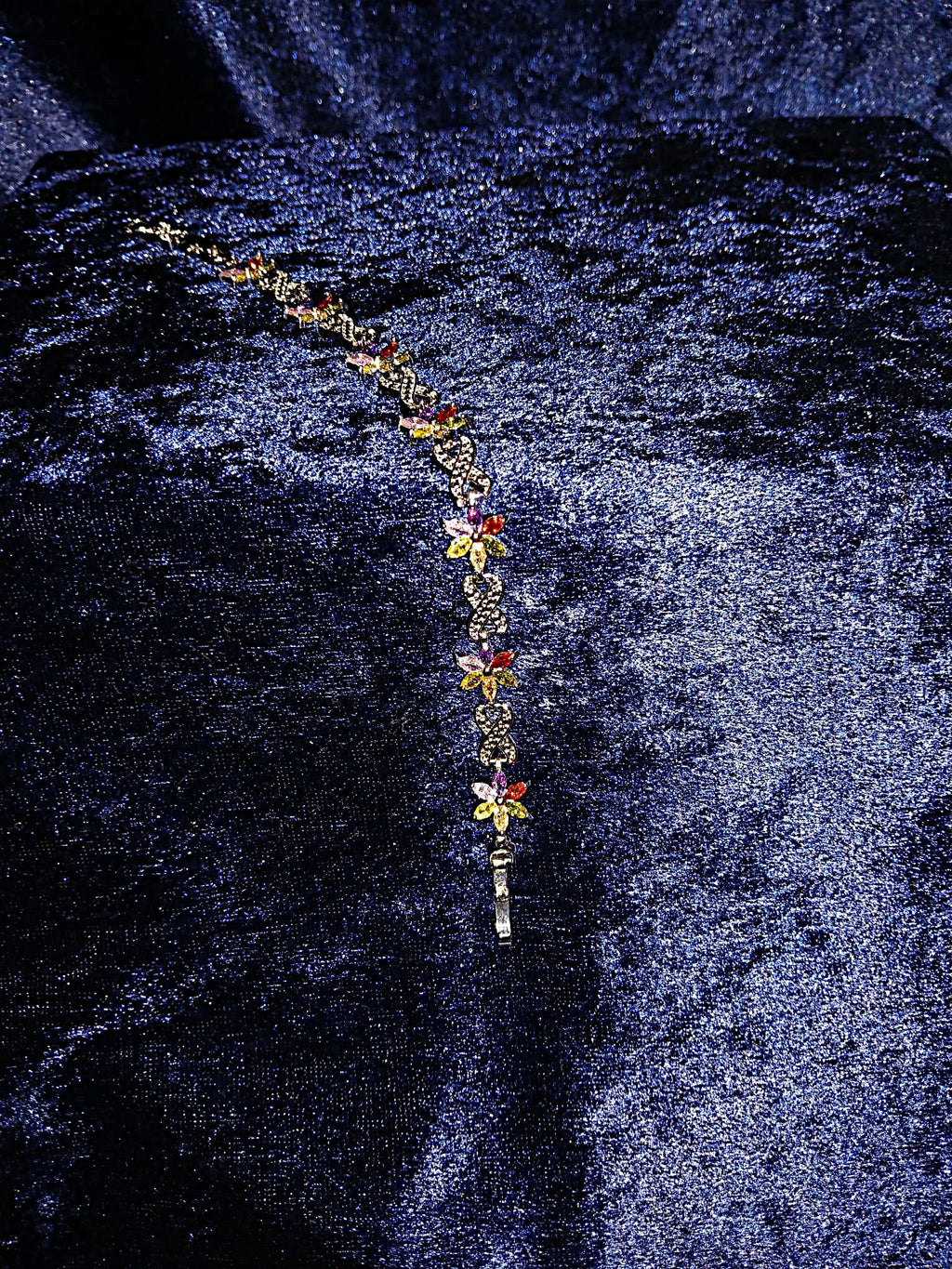 Floral Multicolour Bracelet: Silver Setting, Formal Jewelry